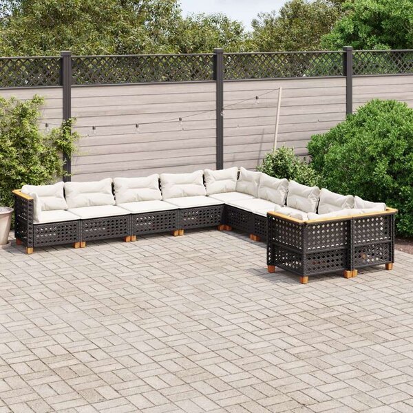 VidaXL Polyrattan Kerti Ülőgarnitúra - Fekete - 10 részes
