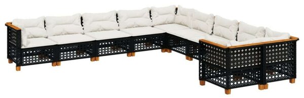 VidaXL Polyrattan Kerti Ülőgarnitúra - Fekete - 10 részes