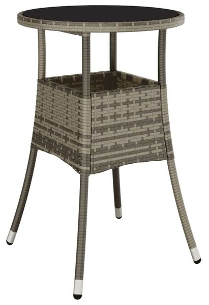 VidaXL 3 részes szürke polyrattan/üveg kerti étkezőgarnitúra párnával