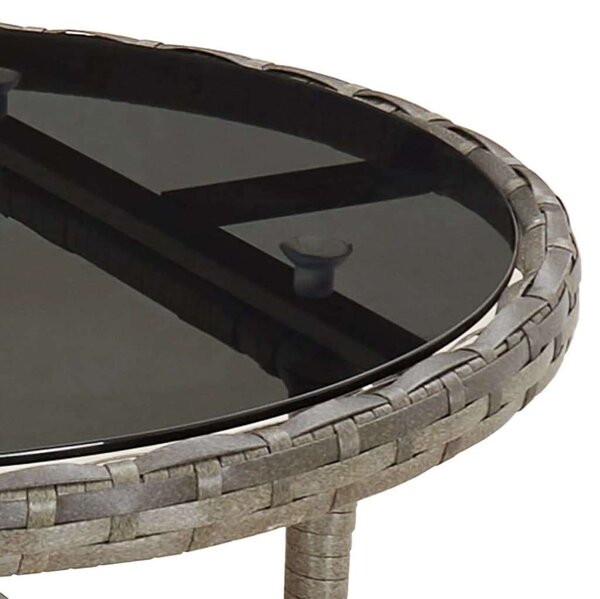 VidaXL 3 részes szürke polyrattan/üveg kerti étkezőgarnitúra párnával