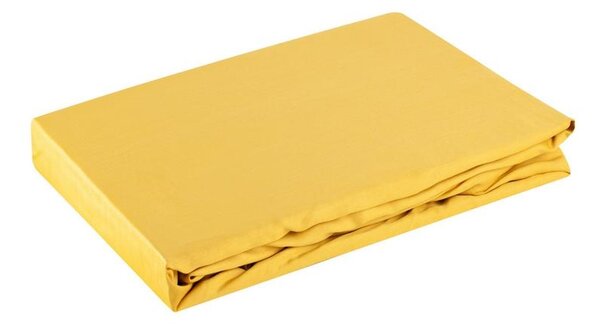 Nova3 pamut-szatén gumis lepedő Mustársárga 100x200 cm +25 cm