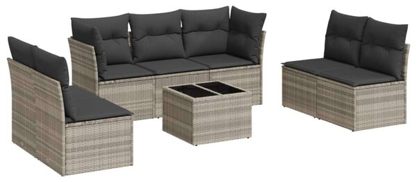 VidaXL Polyrattan Kerti Ülőgarnitúra - 8 részes - Világosszürke