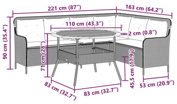 VidaXL 2 részes bézs polyrattan kerti ülőgarnitúra párnákkal