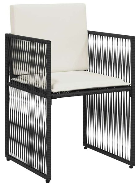 VidaXL 7 részes fekete polyrattan kerti étkezőgarnitúra párnával