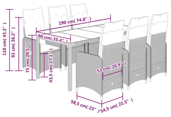 VidaXL Polyrattan Kerti Bútor - 7 részes Bisztró