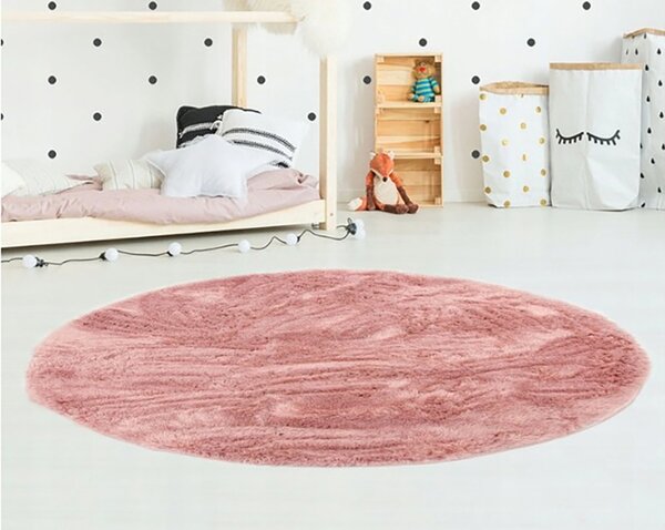 Detský koberec plyšový okrúhly Home 120x120 cm ružový Szín: rózsaszín