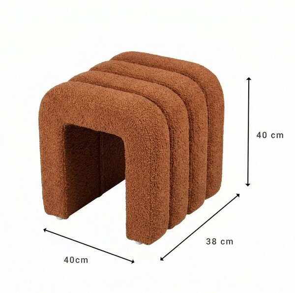 CHENILLE puff 40cm ,terrakotta