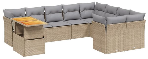 VidaXL Polyrattan Kerti Ülőgarnitúra - 10 részes - Bézs