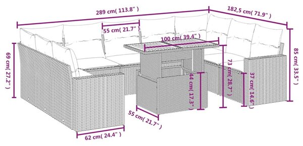 VidaXL Polyrattan Kerti Ülőgarnitúra - 10 részes - Bézs