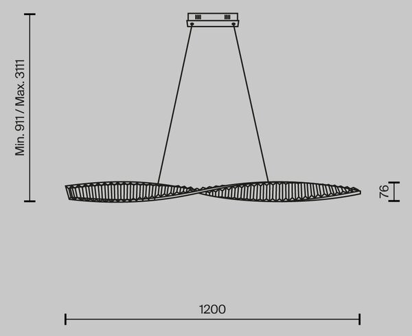 KRONE LED függőlámpa, 120 cm, csavart