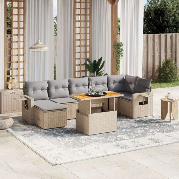 VidaXL Polyrattan Kerti Ülőgarnitúra - 8 részes - Bézs