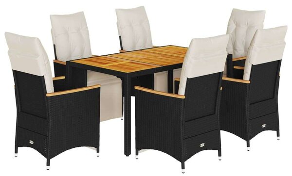 VidaXL - 7 Részes Kerti Bútor - Polyrattan - Fekete