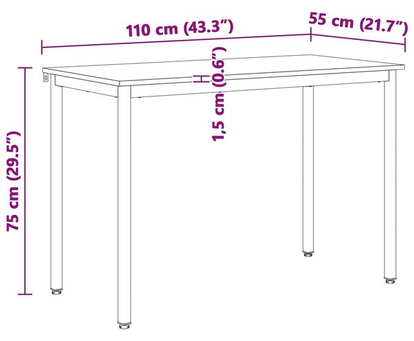 VidaXL Étkezőasztal Fehér 110 x 55 x 75 cm Tömör fenyőfa