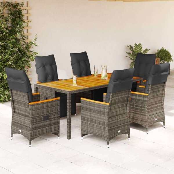 VidaXL Polyrattan Kerti Bútor - 7 részes szürke bisztrókészlet