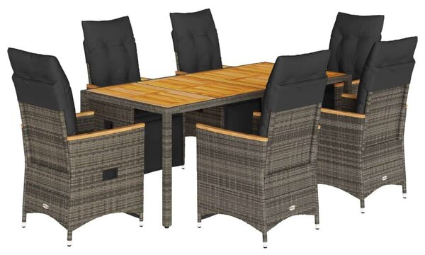 VidaXL Polyrattan Kerti Bútor - 7 részes szürke bisztrókészlet