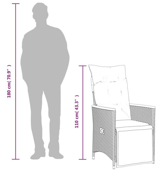 VidaXL Polyrattan Kerti Bútor - 7 részes szürke bisztrókészlet