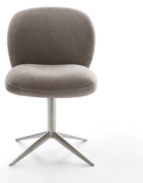 DELIFE Étkezőszék Nube-Flex strukturált szövet puha taupe rozsdamentes acél kereszt láb 360°-ban forgatható billenő funkció zsákrugó