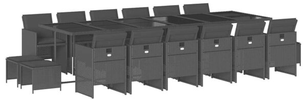 VidaXL Polyrattan Kerti Étkezőgarnitúra - 17 részes - Fekete