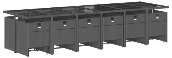 VidaXL Polyrattan Kerti Étkezőgarnitúra - 17 részes - Fekete