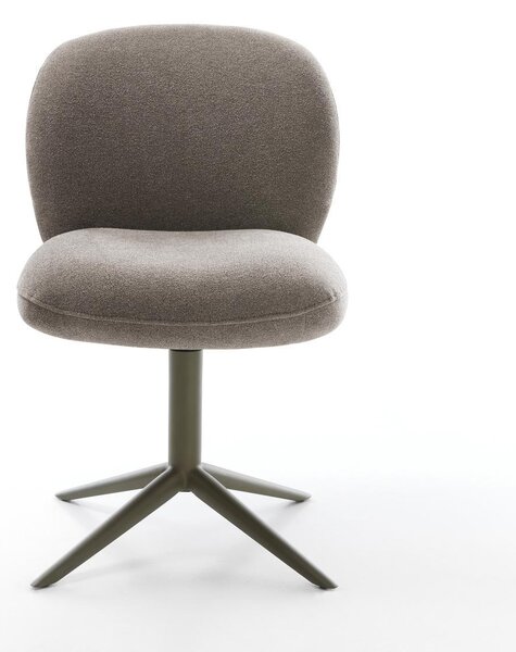 DELIFE Étkezőszék Nube-Flex strukturált szövet puha taupe láb kereszt láb titán színű hatás 360° forgatható billenő zsákrugós matrac