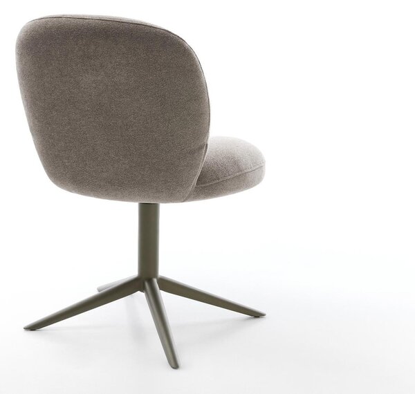 DELIFE Étkezőszék Nube-Flex strukturált szövet puha taupe láb kereszt láb titán színű hatás 360° forgatható billenő zsákrugós matrac