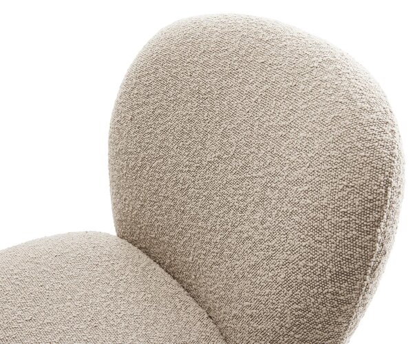DELIFE Étkezőszék Nube-Flex bouclé sötét bézs fehér kereszt láb 360° forgatható billenő zsákrugós matrac