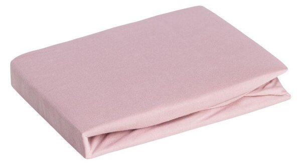 Jersey pamut gumis lepedő Púder rózsaszín 90x200 cm +25 cm