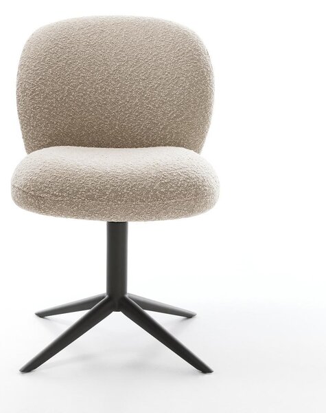 DELIFE Étkezőszék Nube-Flex bouclé sötét bézs fekete kereszt láb 360° forgatható billenő zsákrugós matrac