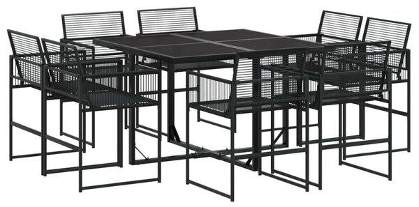 VidaXL Polyrattan Kerti Étkezőgarnitúra - 9 részes - Fekete