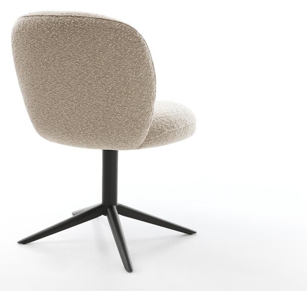 DELIFE Étkezőszék Nube-Flex bouclé sötét bézs fekete kereszt láb 360° forgatható billenő zsákrugós matrac