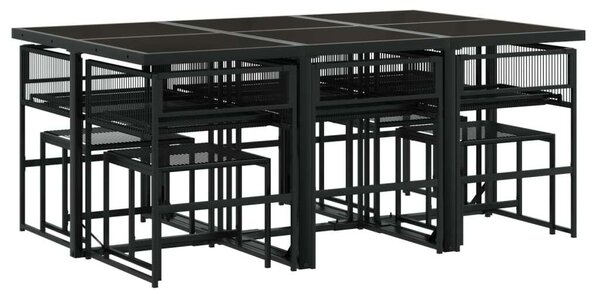 VidaXL Polyrattan Kerti Étkezőgarnitúra - 11 részes - Fekete