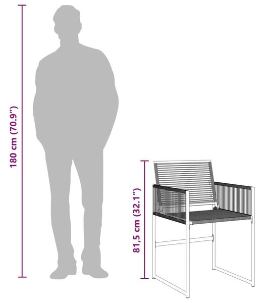 VidaXL Polyrattan Kerti Étkezőgarnitúra - 9 részes - Fekete