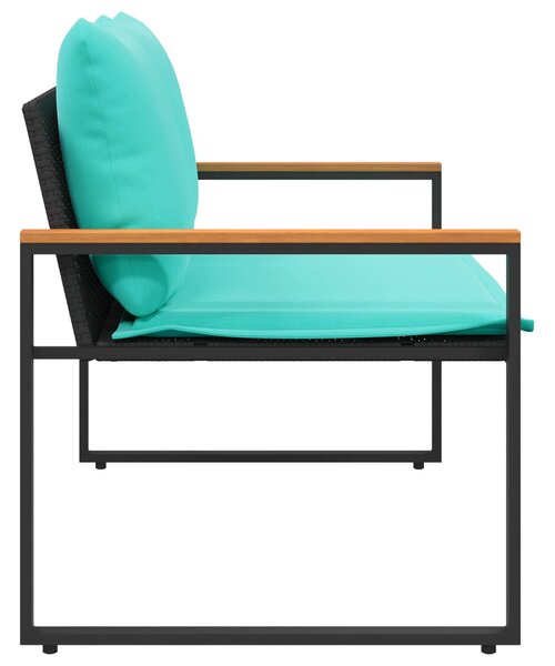 VidaXL pad párnával Fekete és Türkiz 115 x 65 x 72 cm Rattan
