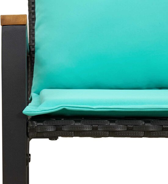 VidaXL pad párnával Fekete és Türkiz 115 x 65 x 72 cm Rattan