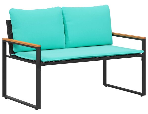 VidaXL pad párnával Fekete és Türkiz 115 x 65 x 72 cm Rattan