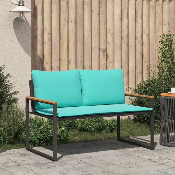 VidaXL pad párnával Fekete és Türkiz 115 x 65 x 72 cm Rattan