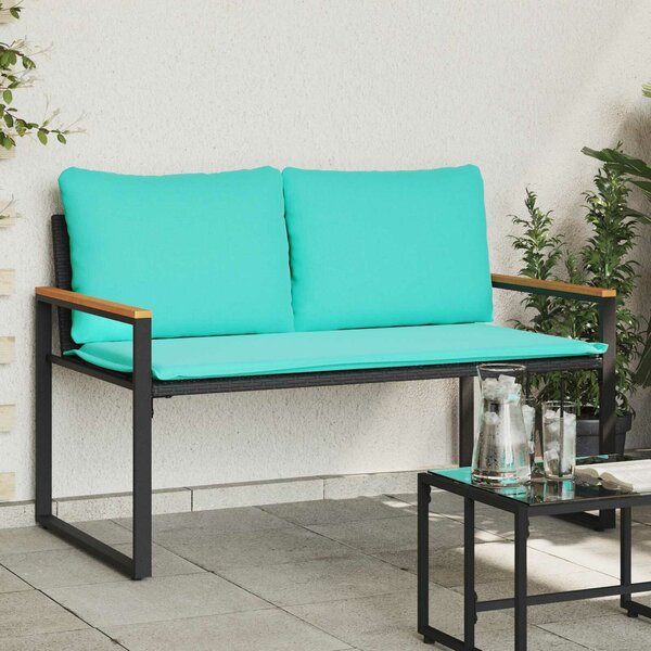 VidaXL pad párnával Fekete és Türkiz 115 x 65 x 72 cm Rattan