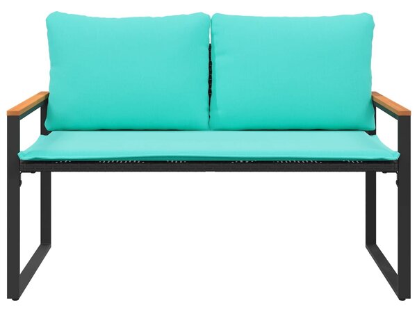 VidaXL pad párnával Fekete és Türkiz 115 x 65 x 72 cm Rattan