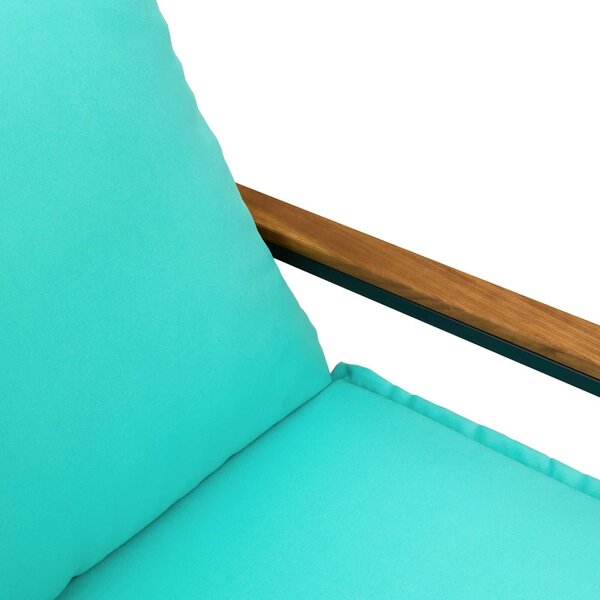 VidaXL pad párnával Fekete és Türkiz 115 x 65 x 72 cm Rattan