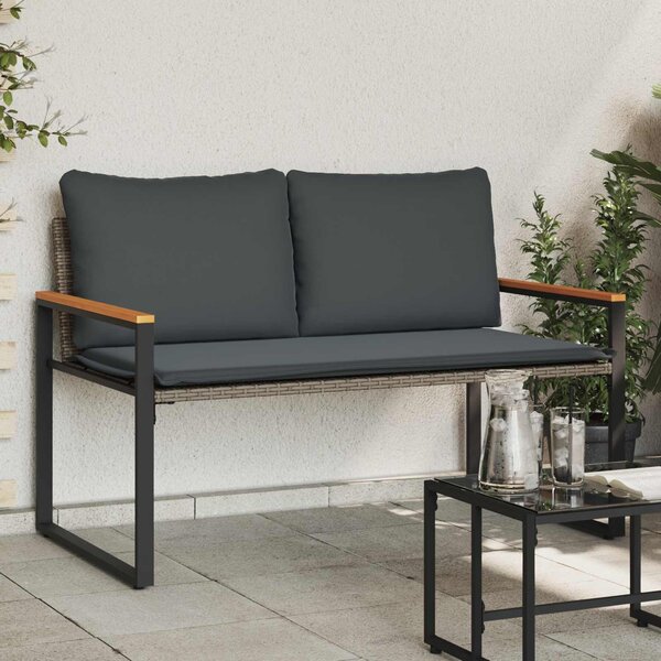 VidaXL pad párnával Szürke és sötétszürke 115 x 65 x 72 cm Rattan