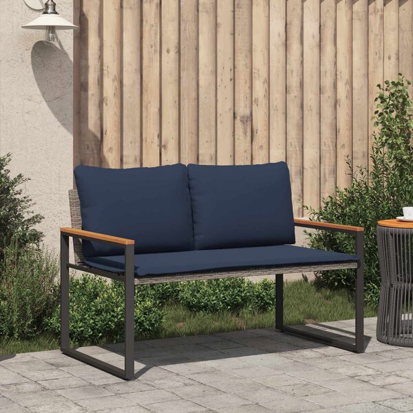 VidaXL pad párnával Szürke és sötétkék 115 x 65 x 72 cm Rattan