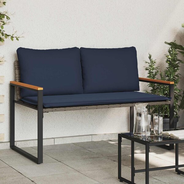 VidaXL pad párnával Szürke és sötétkék 115 x 65 x 72 cm Rattan
