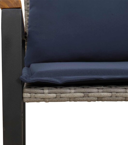 VidaXL pad párnával Szürke és sötétkék 115 x 65 x 72 cm Rattan