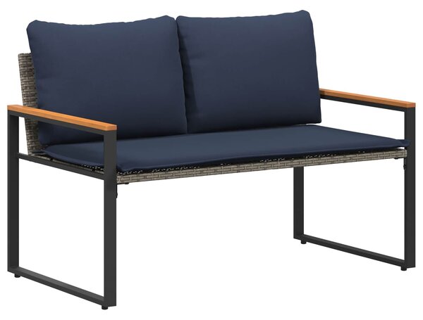VidaXL pad párnával Szürke és sötétkék 115 x 65 x 72 cm Rattan