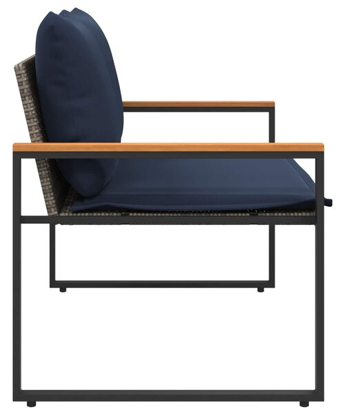 VidaXL pad párnával Szürke és sötétkék 115 x 65 x 72 cm Rattan