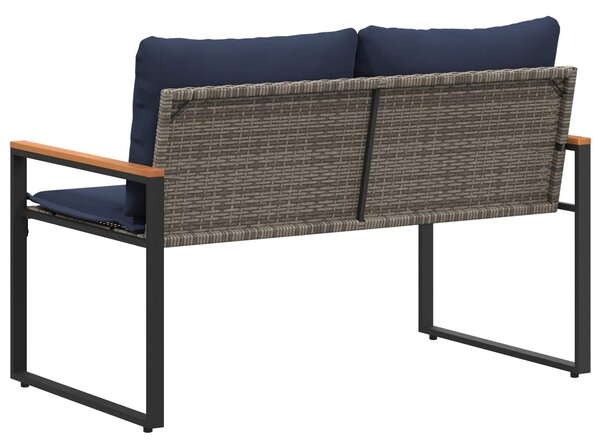 VidaXL pad párnával Szürke és sötétkék 115 x 65 x 72 cm Rattan