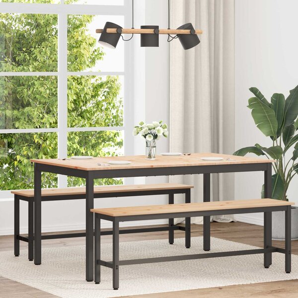 VidaXL Étkezőasztal Természetes 150 x 90 x 75 cm Tömör fenyőfa