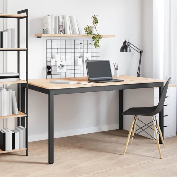 VidaXL Étkezőasztal Természetes 150 x 90 x 75 cm Tömör fenyőfa