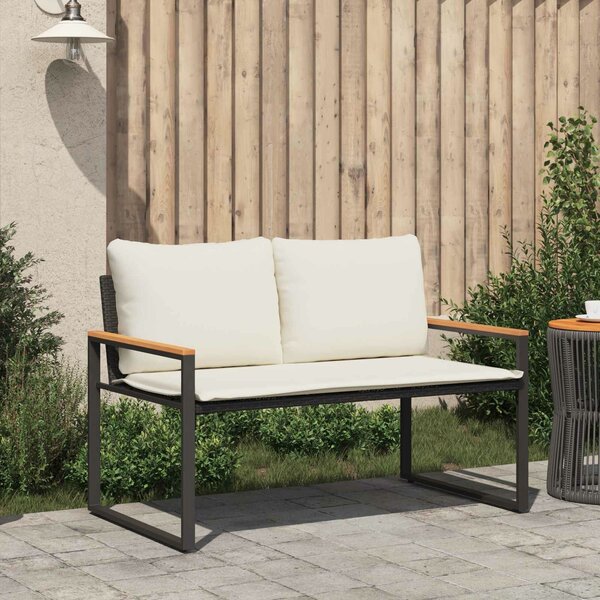 VidaXL pad párnával Fekete és krémfehér 115 x 65 x 72 cm Rattan