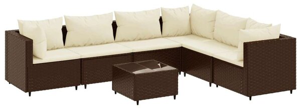 VidaXL 7 részes barna polyrattan kerti ülőgarnitúra párnákkal